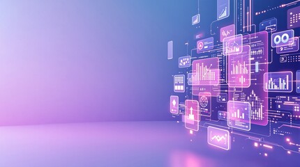 Abstract Data Flow Visualization: Futuristic Design for Digital Information Networks and Tech Connectivity with Gradient Background