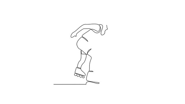 Animated self drawing of roller skating video illustration. Roller skating is a recreational activity, a sport, and a form of transportation with roller skates. Sport theme design video concept.