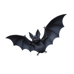 Obraz premium Cartoon Bat Illustration Featuring Wide Black Wings, Red Eyes, Large Ears, and Clawed Feet, Whimsical Spooky Visual for Halloween, Nocturnal Creatures, and Fantasy-Themed Content.