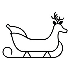 santa sleigh with reindeer silhouette vector icon
