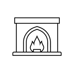 Fireplace with burning flame