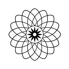 Curved Dotted Mandala Pattern Line Art