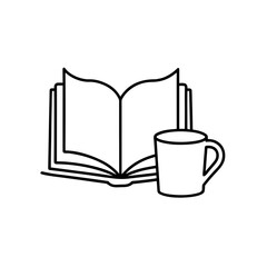 Open book and coffee cup icon