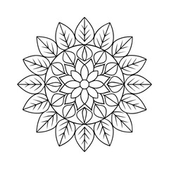Leaf Motif Circular Mandala Vector