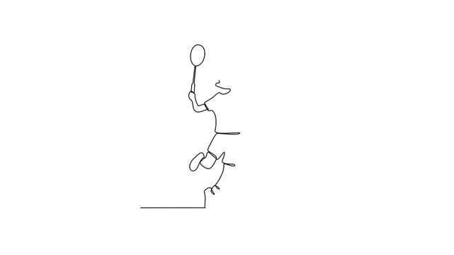 Animated self drawing of badminton video design illustration. Badminton is a racquet sport played using racquets to hit a shuttlecock across a net. Sport theme design vector illustration concept.