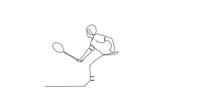 Animated self drawing of badminton video design illustration. Badminton is a racquet sport played using racquets to hit a shuttlecock across a net. Sport theme design vector illustration concept.
