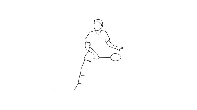 Animated self drawing of badminton video design illustration. Badminton is a racquet sport played using racquets to hit a shuttlecock across a net. Sport theme design vector illustration concept.