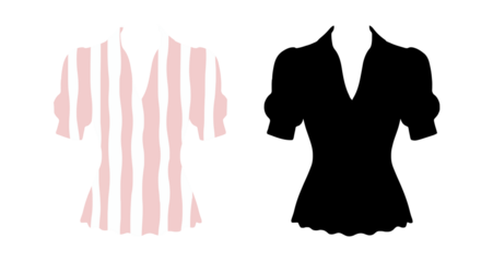 Feminine short sleeve top vector illustration in black silhouette Great for fashion visuals, templates, and outfit designs