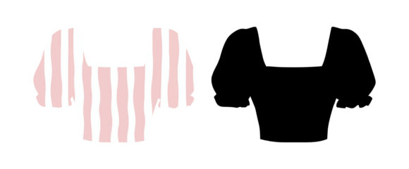 Stylish puff-sleeve blouse black vector illustration Great for classic fashion sketches, garment design, and clothing visuals