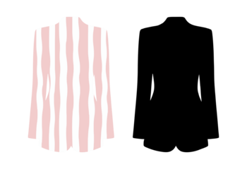 Elegant black silhouette of a women’s blazer in vector illustration style Perfect for branding, fashion sketches, and design concepts