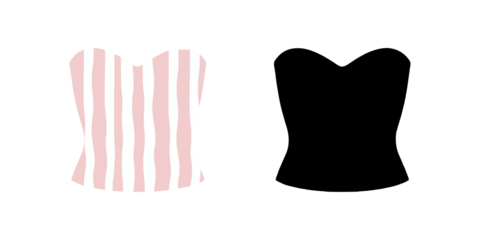 Elegant strapless top black silhouette vector illustration Ideal for modern clothing lines, apparel branding, and fashion design