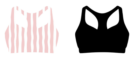 Modern sports bra vector illustration in black silhouette Great for athletic wear, active fashion, and gym apparel visuals