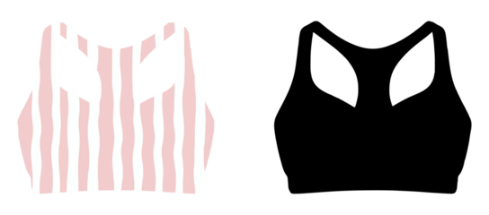 Modern sports bra vector illustration in black silhouette Great for athletic wear, active fashion, and gym apparel visuals