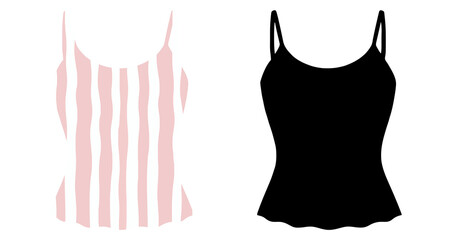 Minimalist black silhouette vector illustration of a women’s tank top Ideal for fashion designers and apparel mockups