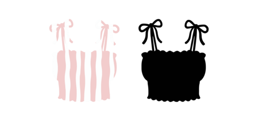 Trendy smocked crop top vector illustration in black silhouette Ideal for summer fashion design and style presentations