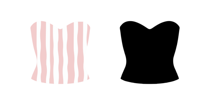 Elegant strapless top black silhouette vector illustration Ideal for modern clothing lines, apparel branding, and fashion design