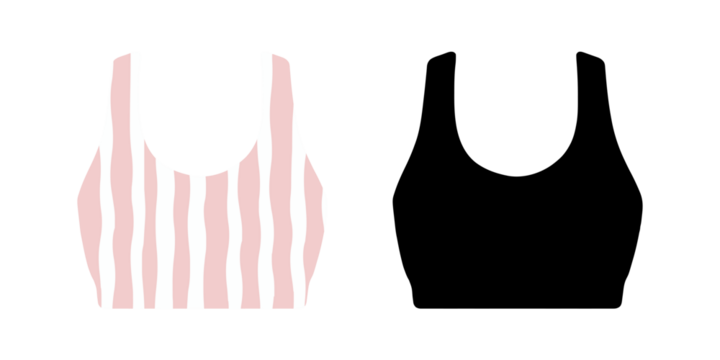 Black vector illustration of a women’s sports bra silhouette Ideal for athletic design, gym branding, and apparel icons