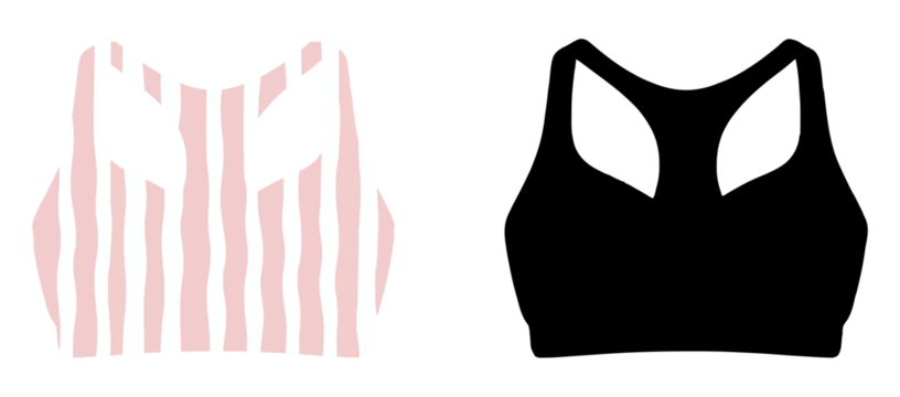 Modern sports bra vector illustration in black silhouette Great for athletic wear, active fashion, and gym apparel visuals - Powered by Adobe