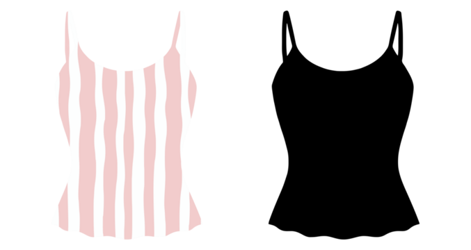 Minimalist black silhouette vector illustration of a women’s tank top Ideal for fashion designers and apparel mockups