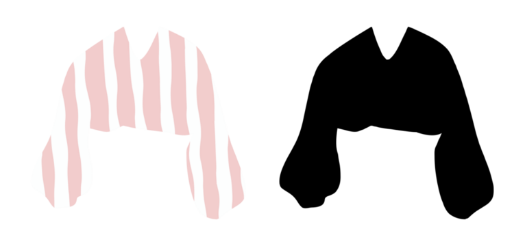 Elegant cropped puff sleeve top vector illustration in black Perfect for women’s modern fashion and design visuals