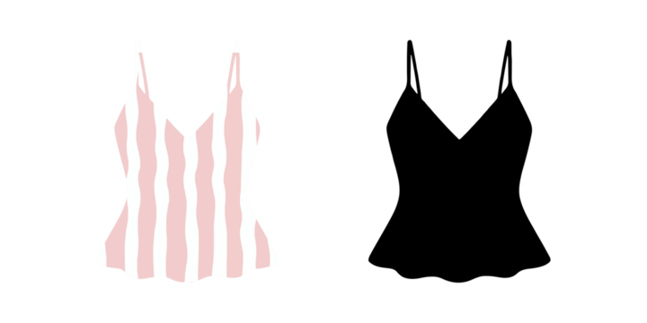 Feminine camisole tank top silhouette vector illustration in black Perfect for summer fashion and casual outfit design