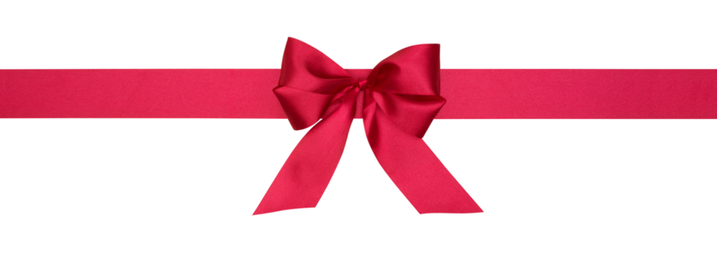 Red Bow and Ribbon Isolated on White and Png Transparent Background - Powered by Adobe