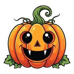 Happy cartoon jack o lantern pumpkin with big grin for halloween