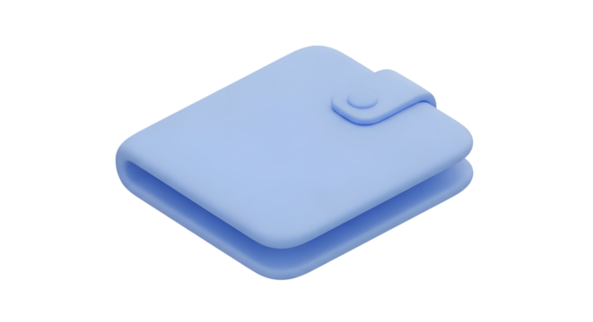 Simple light blue folded wallet icon on white background
