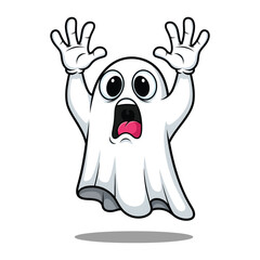 Cute cartoon ghost with big eyes and open mouth for halloween