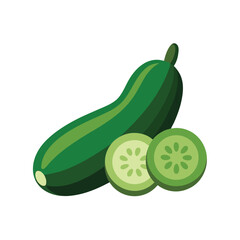 dark green zucchini courgette with slices beside