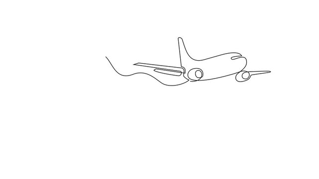 Animated self drawing of Qatar National Day with airplane and flag video illustration. Qatar National Day theme video design concept in simple linear style. Great design for national holiday campaign