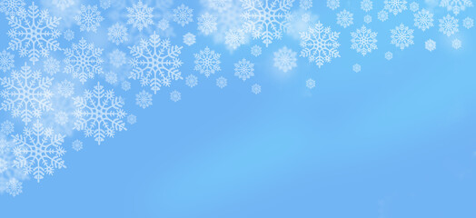 Snowflakes border the blue sky, creating a festive winter background for seasonal projects and decor