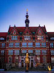 Fototapeta premium Ancient building of Politechnika Gdansk in winter, university