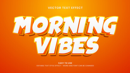 morning vibes editable text effect 3d premium vector 