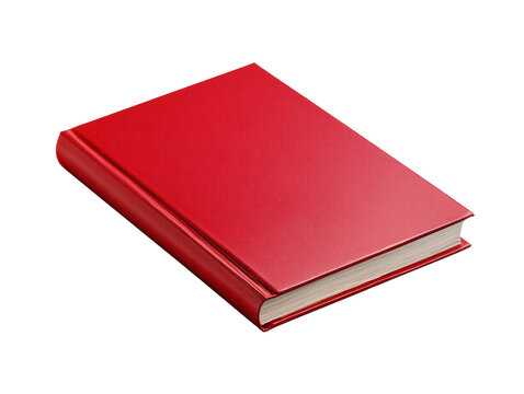 Bright red hardcover book resting on a surface with a textured finish in a well-lit setting