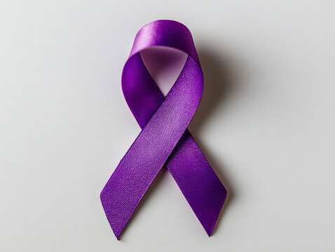 Purple ribbon symbolizes awareness and support for various causes related to health and social issues