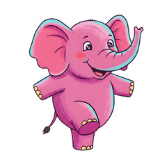 Fototapeta premium Pink Elephant Cartoon Character Clipart
