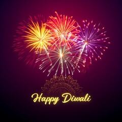 Colorful fireworks explode in the night sky for diwali