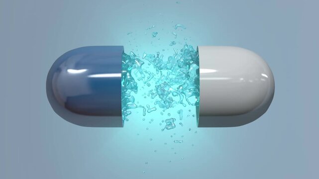 Blue Medicine Capsule Opening