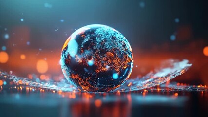 A digital representation of the Earth, glowing with interconnected nodes, rests on a surface of dynamic particles, creating an image of global connectivity and technological advancement. - Powered by Adobe