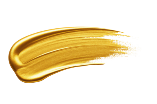 Abstract gold paint stroke, metallic texture, isolated on transparent background. Ideal for design elements. background removed - Powered by Adobe