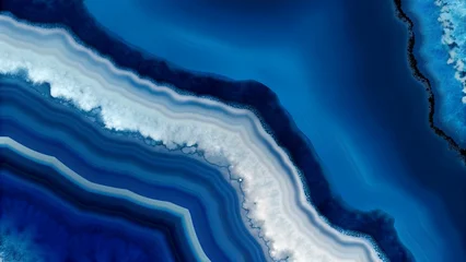 Crédence de cuisine Cristaux Blue layered agate texture background surface  © MD