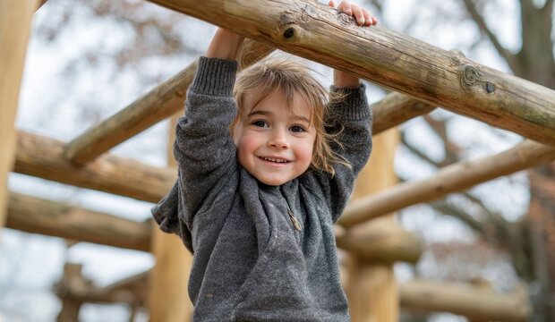 kid at play on park equipment