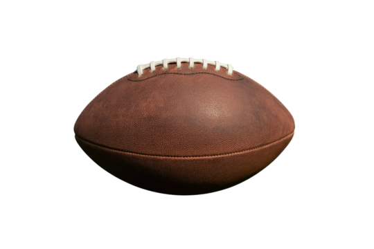 American football, brown leather, laces, isolated on transparent background, sport. background removed