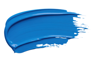 Abstract blue paint stroke, textured, glossy, isolated on transparent background. background removed