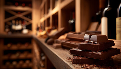 Tasty sweet chocolate in wine room