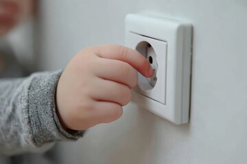 Child inserts fingers into socket Hazardous home environment