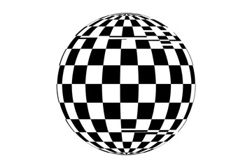 Abstract egg shape with a black and white checkerboard pattern, creating an optical illusion.