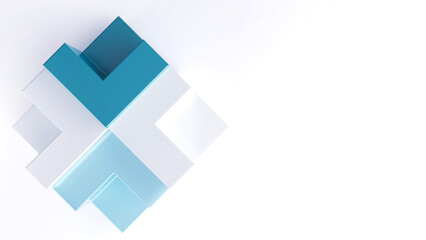 Soft abstract geometric 3d background with different elements and colors. The concept of abstract clean, beautiful, soft, simple, vortex, business, technology, future, game, internet, data