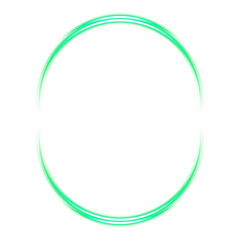 Glowing Green Neon Circle Frame on Transparent Background
